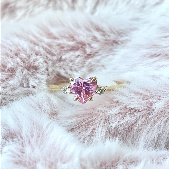 Ted and Mag Handmade 14k Solid Gold Pink Heart Ring - Picture 9 of 13